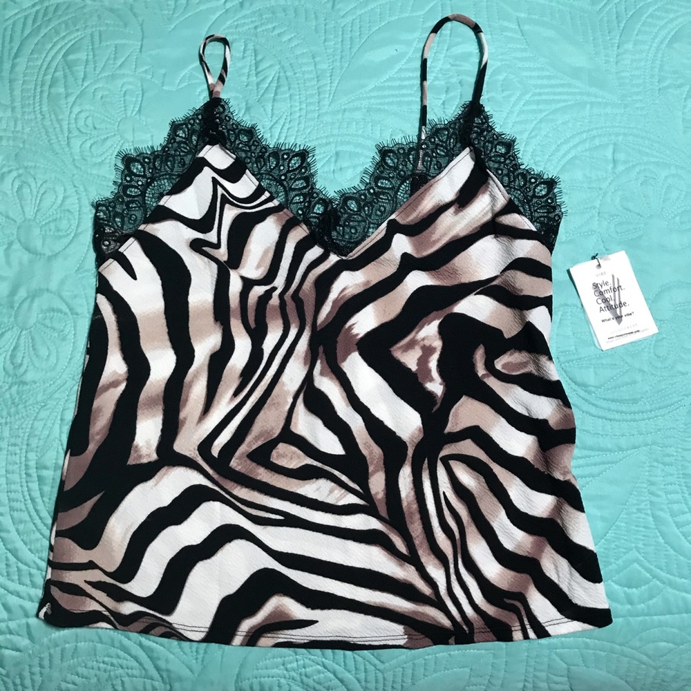 NWT- VIBE- Animal Print & Lace Cami, Sz: Small